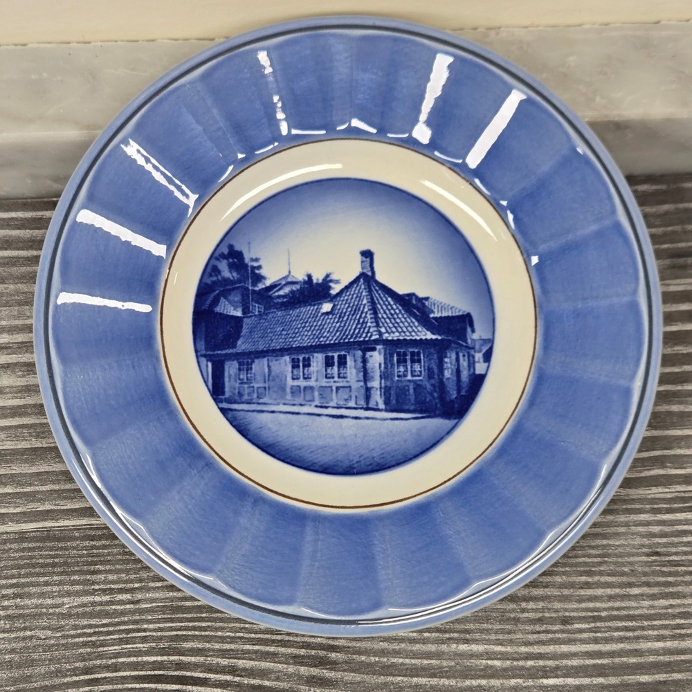 VTG Aluminia Royal Copenhagen Andersen House Kai Lange Plate Odense Denmark Blue